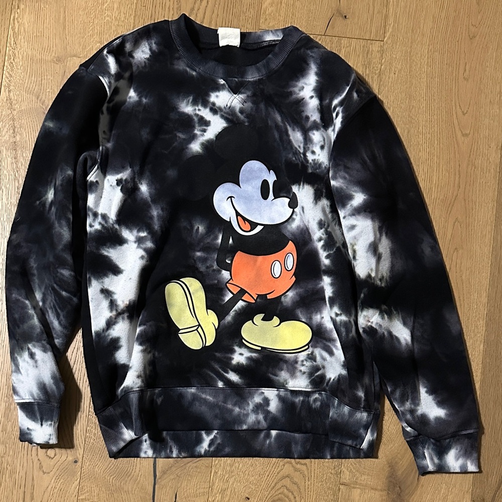 Streetwear Society Mickey Mouse Tie-Dye Sweater - Black, White, and Orange